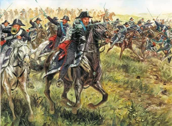 Erster Unabhängigkeitskrieg: der Angriff der Karabinieri der Armee von Karl Albert von Sardinien