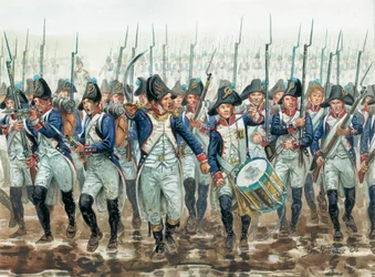 Erstes Kaiserreich: französische Linieninfanterie im Jahr 1805 - Illustration von Giuseppe Rava