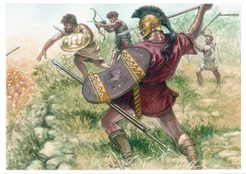 Königreich Makedonien: Soldaten der leichten Infanterie - Makedonien (antikes Königreich): Soldaten der leichten Infanterie - Illustration von Giuseppe Rava