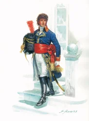 Ganzkörperporträt von Joachim Murat (1767-1815) als junger Soldat - Illustration von Giuseppe Rava