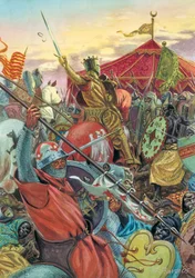 Rückeroberung Spaniens: Schlacht bei Las Navas de Tolosa am 16/07/1212 zwischen den christlichen Streitkräften König Alfons
