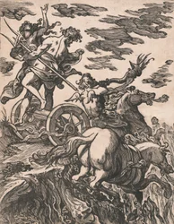 Raub der Persephone mit Pluto zu Pferd rechts, 1590-1607