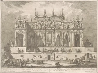 Die Seconda Macchina für die Chinea von 1764: Eine prächtige Galerie, die nachts beleuchtet wird