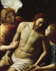 Der tote Christus, unterstützt von zwei Engeln, ca. 1628