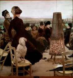 Die Rennen im Bois de Boulogne. Zuschauer beobachten Pferderennen. 1881. Rom, Galleria Nazionale d