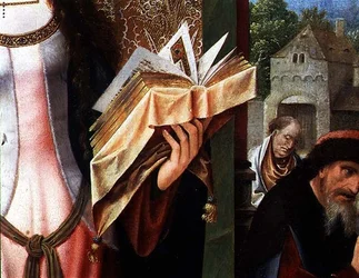 St. Katharina und die Philosophen, Detail des Gebetbuchs (Detail)
