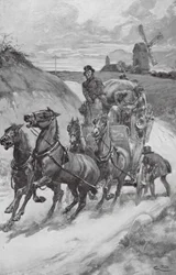 Eine Postkutsche in alten Zeiten