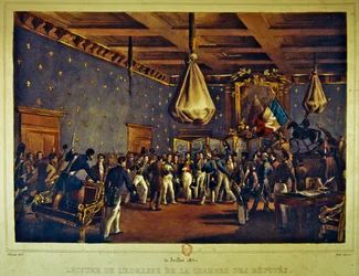 Lesen der Adresse der Abgeordnetenkammer im Hotel de Ville, Paris am 31. Juli 1830