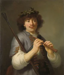 Rembrandt als Schäfer mit Stab und Flöte, 1636