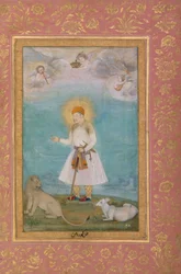 Akbar mit Löwe und Kalb, ca. 1630