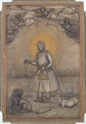 Porträt des gealterten Akbar, um 1640-1650