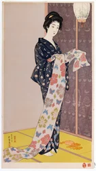 Junge Frau in einem Sommerkimono, 1920
