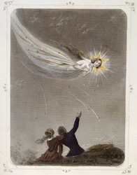 Sterne: Frau, die „Die Sternschnuppe“ darstellt - von Grandville