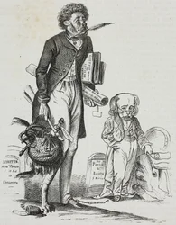 Warum den Maulkorb von den Tieren nehmen?, Karikatur von Jean-Jacques Grandville (1803-1847), Lithographie von Gaetano Riccio aus Poliorama Pittoresco, Nr. 38, 30. April