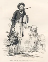 Es war ein großer Fehler, unseren Dichtern den klassischen Maulkorb zu nehmen. Illustrierte Vignetten von JJ Granville. Gravur signiert Breviere im Teil "Das erste Feuilleton von Pistolet" geschrieben von Jules Janin in "Szenen aus dem privaten und öffentl