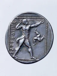 Münze, die einen Schleuderer darstellt (Silber)