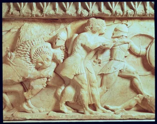 Detail des Nordfrieses des Siphnischen Schatzhauses