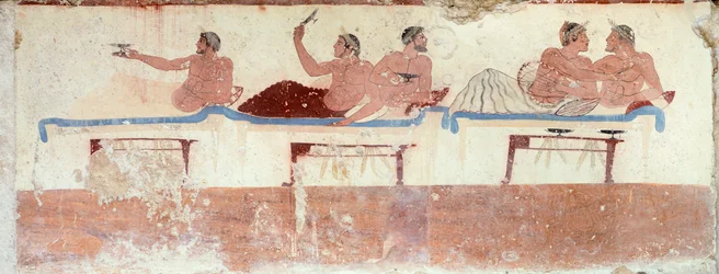 Symposionsszene, ca. 480-490 v. Chr. (Fresko)