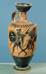 Attische Lekythos, die Herkules und die Amazonen darstellt