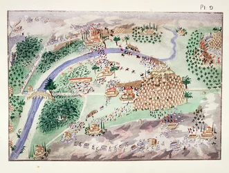 Schlacht um die Zitadelle bei Arta, Tafel 9 aus Bildliche Geschichte des griechischen Unabhängigkeitskrieges von General Makryjannis