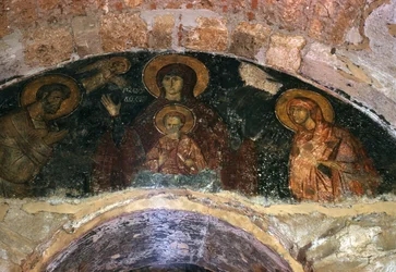Mutter Gottes, Narthex-Wandmalerei, Afendiko-Kirche, Brontochion-Kloster
