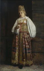 Frau aus Kursk in traditioneller russischer Kleidung, 1871