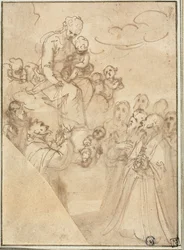 Madonna des Rosenkranzes, mit Dominikus und anderen Heiligen