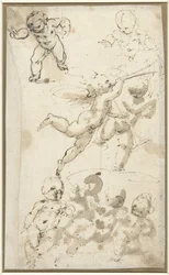 Putti und ein schwebender Engel
