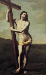 Der auferstandene Christus umarmt das Kreuz