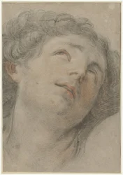 Kopf des heiligen Sebastian, aufwärts blickend
