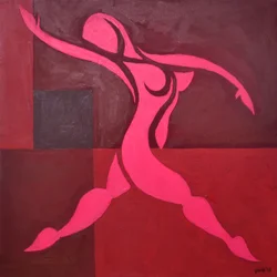 Studie einer Figur im kubischen Raum, Pinke Version, 2015