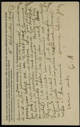 Autographierte Postkarte an Jean Mollet, datiert 16. September 1915