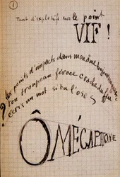 Calligramm von Guillaume Apollinaire - in „Du coton dans les oreilles“, Autographenmanuskript von 17 Blättern
