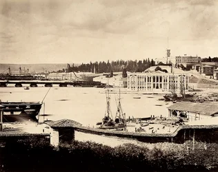 Der Hafenbereich von Konstantinopel mit der Werft, in der Türkei