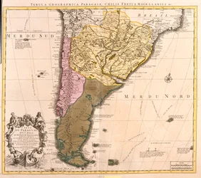 Karte von Paraguay, Chile und Magellanland (Argentinien) (Radierung)