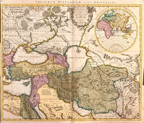Karte der Nachbarländer des Kaspischen Meeres (Russland, Armenien, Persien, Kasachstan, Turkmenistan)