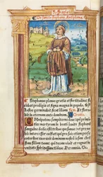 Gedrucktes Stundenbuch (Gebrauch von Rom): fol. 100v, St. Stephan