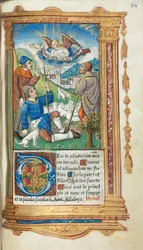Gedrucktes Stundenbuch (Gebrauch von Rom): fol. 36r, Verkündigung an die Hirten