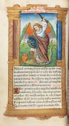 Gedrucktes Stundenbuch (Gebrauch von Rom): fol. 97v, St. Michael der Erzengel