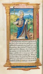 Gedrucktes Stundenbuch Gebrauch von Rom: fol. 105v, St. Claude als Bischof, 1510