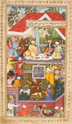 Feierlichkeiten zu Ehren der Geburt von Humayun im Chahar Bagh von Kabul (Sur Gujarati), ca. 1590