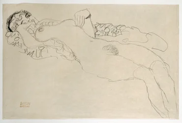 Weiblicher Akt nach links gewandt