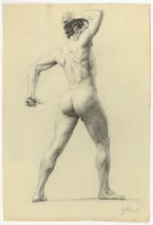 Männlicher Akt von hinten, ca. 1880