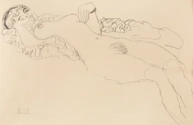 Liegender weiblicher Akt, nach links, 1917