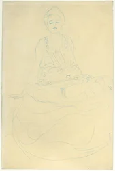 Sitzender Halbakt von vorne, ca. 1907