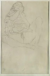 Sitzender Halbakt mit geschlossenen Augen