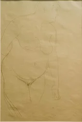 Stehender dicker Frauenakt etwas nach rechts (Studie)
