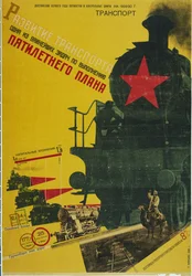Die Entwicklung des Transports, Das Fünfjahresplan-Poster, 1929