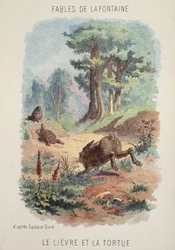 Fabeln von La Fontaine: Der Hase und die Schildkröte nach Gustave Doré