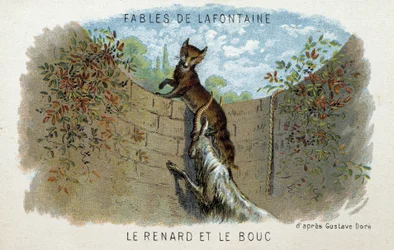 Fabeln von La Fontaine: Der Fuchs und die Ziege - nach Gustave Doré